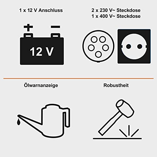 IXES Diesel Stromerzeuger | Elektrostart | 7,7PS | 5000W | 2x 230V, 1x 400V Steckdose | 16L Tank | AVR System | Stromgenerator IX-SGD-5500D inkl. Fahrvorrichtung - 4