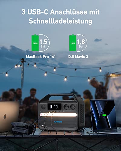 Anker 555 Powerstation, tragbare PowerHouse 1024Wh LiFePO4, 1000W mobiler Solargenerator, 3 USB-C PD Anschlüsse mit 100W, Stromversorgung für Camping, Wohnmobile & Stromausfälle mit 5 Jahre Garantie - 5